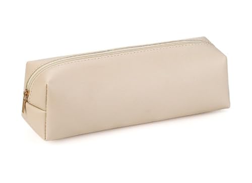 YYDSWTW Beutel Stationery Organizer PU Leder Bleistift Hülle tragbare Aufbewahrung für Schüler Klassenzimmer Schreibtisch Büro beige 200 * 60 * 60mm von YYDSWTW