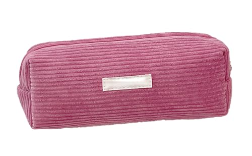 YYDSWTW Beutelstiftkoffer Cord Cace Capacity mit glattem Reißverschluss Streifen Schreibtisch Organizer Praktische dauerhafte Verformung ohne Verformung Rosa von YYDSWTW