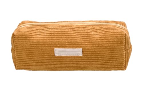 YYDSWTW Beutelstiftkoffer Cord Capary große Kapazität mit glattem Reißverschluss Streifen -Schreibwarener tragbarer praktischer dauerhafter Keine Verformung ohne Verformung Gelb von YYDSWTW