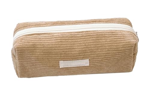 YYDSWTW Bleistiftkoffer Stiftbeutel Cord große Kapazität mit glattem Reißverschluss Festkörper -Schreibwarener Portable Haltbar ohne Verformung Khaki von YYDSWTW