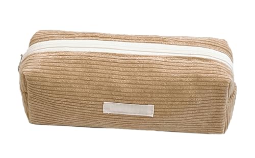YYDSWTW Bleistiftkoffer Stiftbeutel Cord große Kapazität mit glattem Reißverschluss -Streifen -Schreibtisch Organizer tragbarer dauerhafter No -Deformation Khaki von YYDSWTW