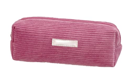 YYDSWTW Bleistiftkoffer Stiftbeutel Cordable Tragbare Kapazität mit glattem Reißverschluss Streifen Schreibtisch Organizer Praktische dauerhafte Verformung ohne Verformung Rosa von YYDSWTW