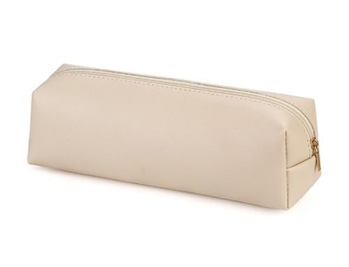YYDSWTW Pen Bag Beutel PU Leder Stationery Organizer Aufbewahrung für Student Travel Desk Office Teenager beige 200 * 60 * 60mm von YYDSWTW