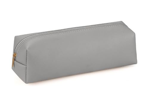 YYDSWTW Pencil Case Beutel PU Leder Praktische Stiftbeutel Aufbewahrung für Büro Teenager Travel Klassenzimmer grau 200 * 60 * 60mm von YYDSWTW