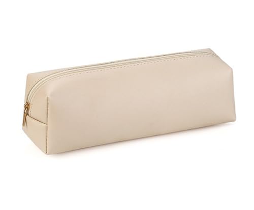 YYDSWTW Pencil Case Pen Bag PU Leder Leichter Aufbewahrung für Reiseboten Klassenzimmer Studenten Schreibtisch Büro beige 200 * 60 * 60mm von YYDSWTW