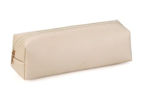 YYDSWTW Stiftbeutel Stationery Organizer Faux Weiche tragbare Bleistiftkoffer Speicher für Schreibtischstudentische Büroreisen beige 200 * 60 * 60mm von YYDSWTW