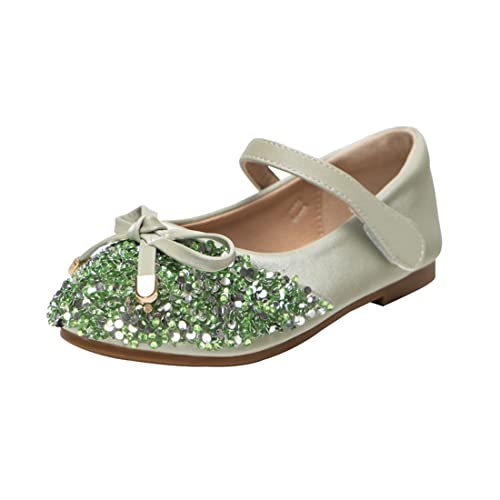 YYF Kleinkind Kleine Mädchen Ballett Flache Blumenmädchen Mary Jane Kleid Schuhe Hochzeit Party Geburtstag Glitter Pailletten Prinzessin Schuhe von YYF