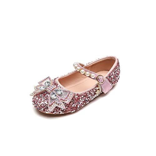 Kleinkind Kleines Mädchen Kleid Schuhe Prinzessin Mary Jane Glitter Bogen Hochzeit Blumenmädchen Party Ballett Flats von YYF