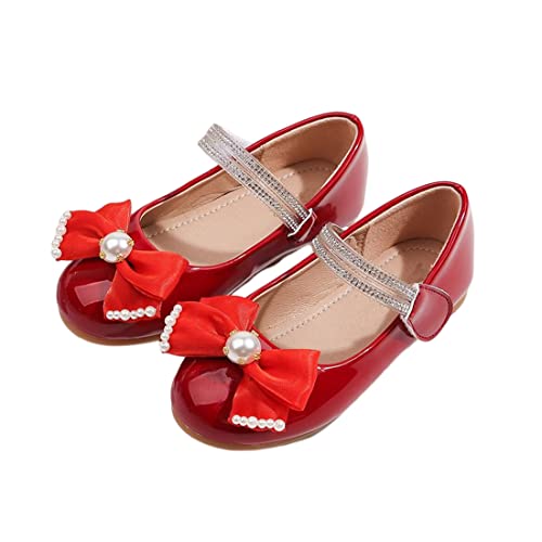 YYF Kleinkind Kleines Mädchen Rote Mary Jane Blumenmädchenkleid Schuhe Ballett Flats für Mädchen Party Schule Hochzeit von YYF