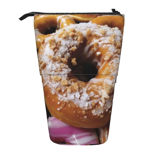 YYGGWL Buffalo Donut-Druck-Federmäppchen, Teleskop-Stiftetui, Stehender Pop-Up-Bleistifthalter, Stiftetasche für Büro, Schwarz , Einheitsgröße, Münzfach von YYGGWL