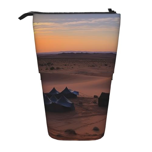 YYGGWL Desert Camping Druck-Federmäppchen, Teleskop-Stifttasche, Stehender Pop-Up-Bleistifthalter, Stiftetasche für Büro, Schwarz , Einheitsgröße, Münzfach von YYGGWL