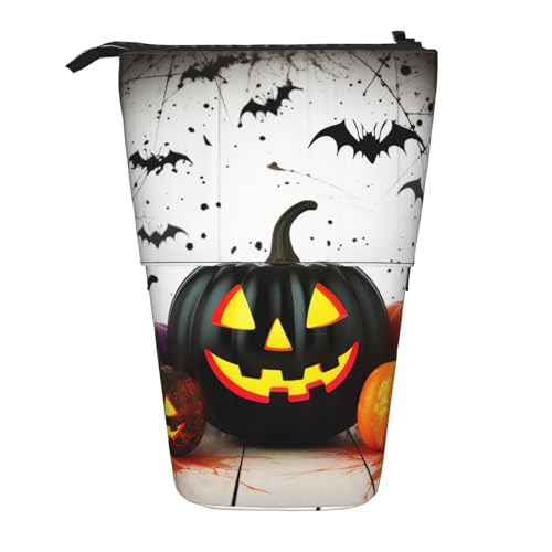 YYGGWL Federmäppchen mit Halloween-Druck, Teleskop-Stifttasche, stehend, Pop-Up-Stiftehalter, Stiftetasche für Büro, Schwarz , Einheitsgröße, Münzfach von YYGGWL