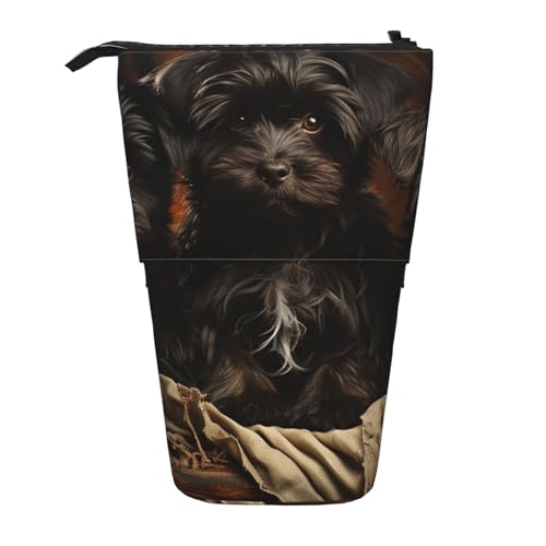 YYGGWL Federmäppchen mit chinesischem Hunde-Aufdruck, Teleskop-Stifttasche, stehend, Pop-Up-Bleistift-Halter, Stiftetasche für Büro, Schwarz , Einheitsgröße, Münzfach von YYGGWL