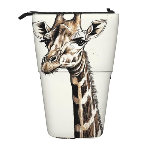 YYGGWL Graphic of Giraffe Federmäppchen mit hohem Hals, Teleskop-Stifttasche, stehend, Pop-Up-Stiftehalter, Stiftetasche für Büro, Schwarz , Einheitsgröße, Münzfach von YYGGWL