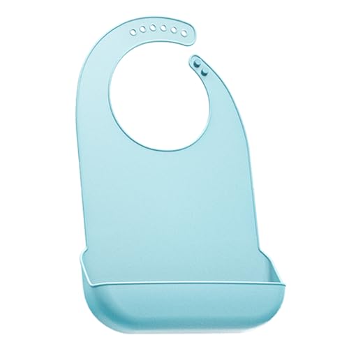 YYGMSS Hellblaue wasserdichte Lätzchen für Erwachsene, Silikon-Lätzchen für Erwachsene, mit Auffangbehälter, verstellbares Lätzchen für ältere Männer, Essen, waschbar, abwischbar, leicht zu reinigen von YYGMSS