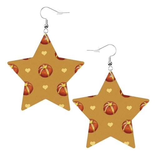 Buttered Bread Prints Leder Stern Ohrringe Anhänger Stilvoll und leicht leicht baumeln für Frauen Mädchen Einheitsgröße Leder ohne Edelstein von YYHHAOFA