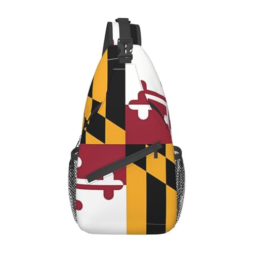 Kreuz-Brusttasche, diagonal, Flagge von Maryland, geeignet für Damen und Herren, Wandern, tägliche Reisen, lange und kurze Reisen, Schwarz, Einheitsgröße von YYHHAOFA