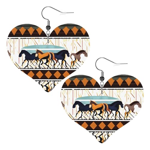 Pferdestreifen Muster Drucke Leder Herz Ohrringe Anhänger Stilvoll und leicht leicht baumeln für Frauen Mädchen Einheitsgröße Leder ohne Edelstein von YYHHAOFA