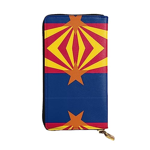 YYHHAOFA Arizona Flagge Muster Leder Lange Clutch Brieftasche > 7.48x4.13 Zoll Bequem Leicht Wasserdicht Langlebig Schön, Schwarz, Einheitsgröße von YYHHAOFA