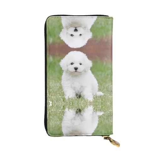 YYHHAOFA Bichon Frisé Hunde-Prints, Leder, lange Clutch-Geldbörse, bequem, leicht, modisch, langlebig, 19 x 10,5 cm, Schwarz , Einheitsgröße von YYHHAOFA