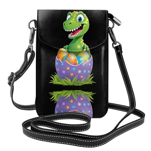 YYHHAOFA Broken Shell Dinosaurier Ei Muster Kleine Leder Damen Crossbody Flip Phone Tasche Wasserdicht und Langlebig von YYHHAOFA