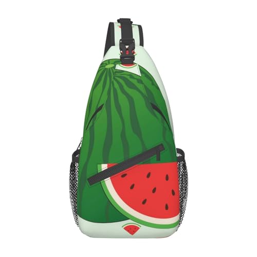 YYHHAOFA Brusttasche Kreuz Diagonal Cartoon Wassermelone Bild geeignet für Männer und Frauen Wandern im Freien tägliche Reisen lang und kurz, schwarz, One Size, Schwarz, One Size, Schwarz , Taglia von YYHHAOFA