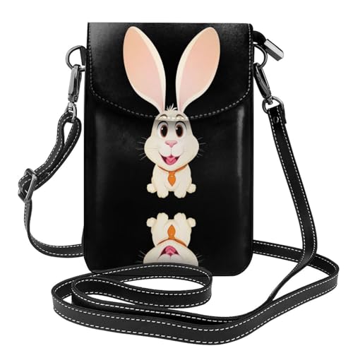 YYHHAOFA Bucktooth Kaninchenmuster, kleine Leder-Umhängetasche, Flip-Handytasche, wasserdicht und langlebig von YYHHAOFA