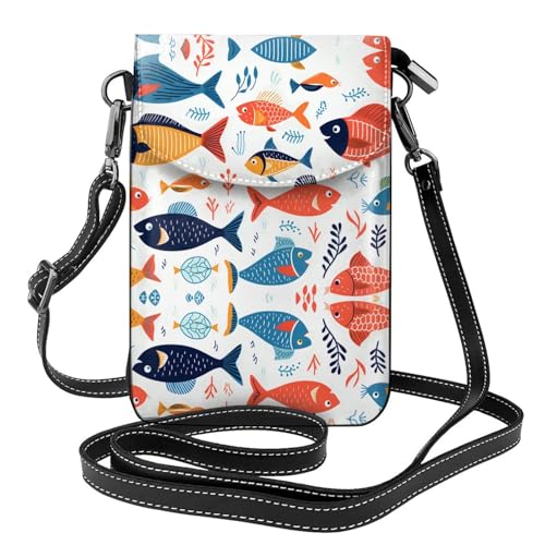 YYHHAOFA Caddy Damen Crossbody-Tasche mit abstraktem Fischmuster, klein, wasserdicht, langlebig von YYHHAOFA