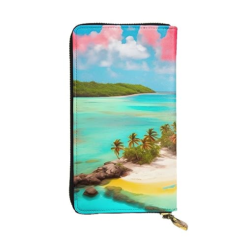 YYHHAOFA Caribbean Scenery Clutch aus Leder, lang, bequem, leicht, wasserdicht, langlebig, 19 x 10,5 cm, Schwarz, Einheitsgröße, Schwarz , Einheitsgröße von YYHHAOFA