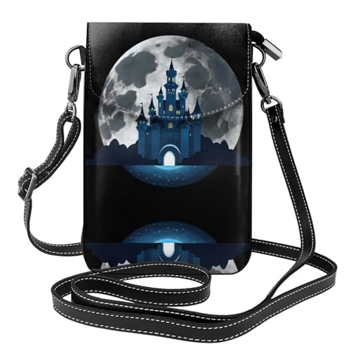 YYHHAOFA Castle On The Moon Pattern Small Leather Women'S Crossbody Flip Phone Bag, Waterproof And Durable von YYHHAOFA