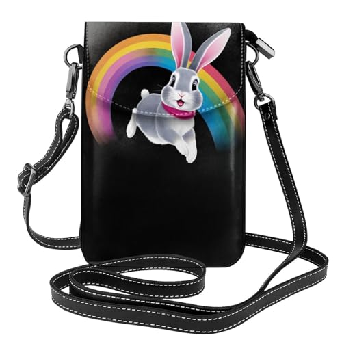 YYHHAOFA Crossing The Rainbow Pattern Kleine Leder Damen Crossbody Flip Phone Tasche, wasserdicht und langlebig von YYHHAOFA