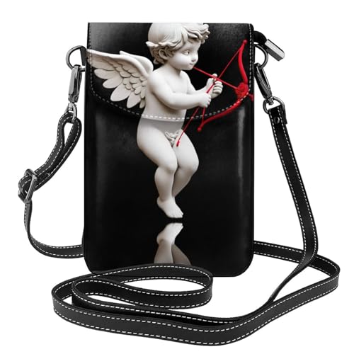 YYHHAOFA Cupid Shooting In Love Pattern Kleine Leder Damen Crossbody Flip Phone Tasche, Wasserdicht und Langlebig von YYHHAOFA