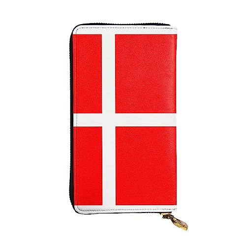 YYHHAOFA Dänemark Dänische Flagge Muster Leder Lange Clutch Brieftasche > 7.48x4.13 Zoll Bequem Leicht Wasserdicht Langlebig Schön, Schwarz, Einheitsgröße von YYHHAOFA