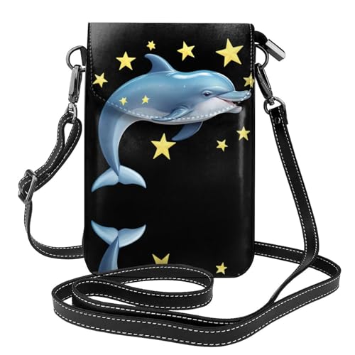 YYHHAOFA Dolphin Picking Stars Pattern Small Leather Women'S Crossbody Flip Phone Bag, Waterproof And Durable von YYHHAOFA