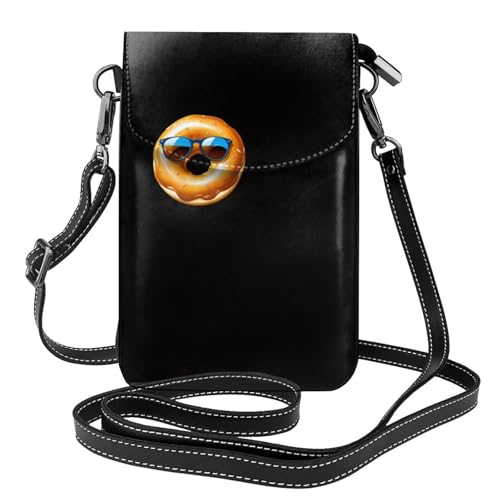 YYHHAOFA Donut mit Sonnenbrillenmuster, kleine Leder-Umhängetasche, Flip-Handytasche, wasserdicht und langlebig von YYHHAOFA