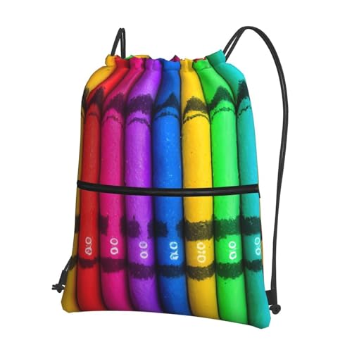 YYHHAOFA Farbige Buntstifte, Outdoor-Freizeit, Reißverschluss, Kordelzug-Rucksack: wasserdicht, stark, leicht, 45,7 x 38,9 cm, Schwarz, Einheitsgröße von YYHHAOFA