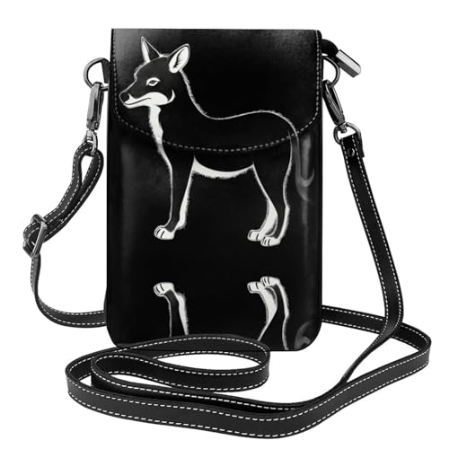 YYHHAOFA Fierce Wolf Simple Strokes Pattern Small Leather Women'S Crossbody Flip Phone Bag, Waterproof And Durable von YYHHAOFA