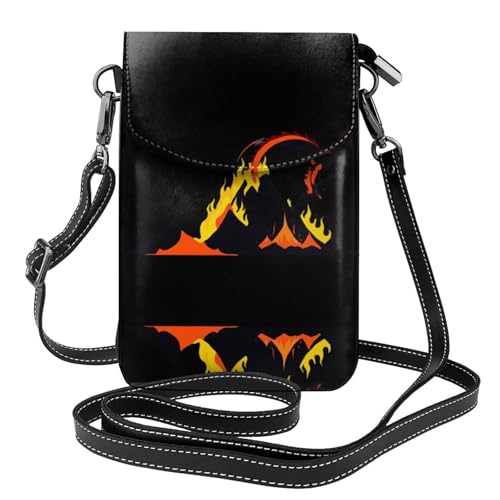YYHHAOFA Fire Dragon Under The Volcano Pattern Small Leather Women'S Crossbody Flip Phone Bag, Waterproof And Durable von YYHHAOFA