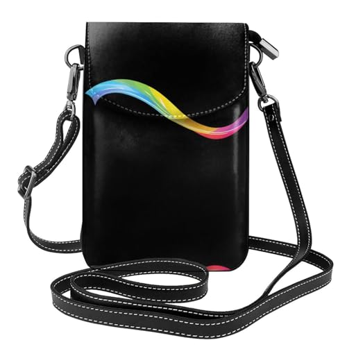 YYHHAOFA Fließendes Regenbogen-Muster, kleine Leder-Umhängetasche, Flip-Handytasche, wasserdicht und langlebig von YYHHAOFA