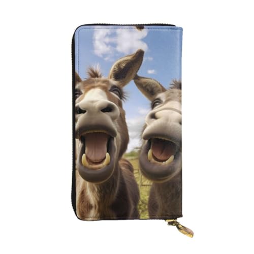 YYHHAOFA Funny Donkeys Clutch aus Leder, lang, bequem, leicht, wasserdicht, langlebig, 19 x 10,5 cm, Schwarz, Einheitsgröße, Schwarz , Einheitsgröße von YYHHAOFA