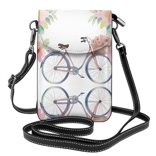 YYHHAOFA Hübsches Fahrradmuster, kleine Leder-Umhängetasche, Flip-Handytasche, wasserdicht und langlebig von YYHHAOFA