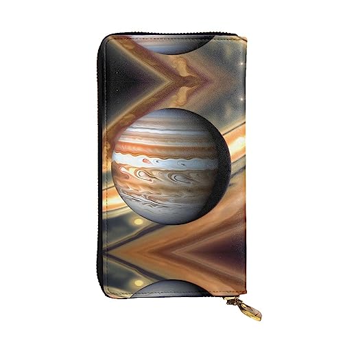 YYHHAOFA Jupiter Geldbörse aus Leder mit Landschaftsaufdruck, lang, bequem, leicht, wasserdicht, langlebig, 19 x 10,5 cm, Schwarz, Einheitsgröße von YYHHAOFA