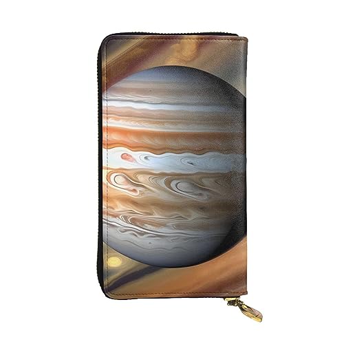 YYHHAOFA Jupiter Geldbörse aus Leder mit Querformat, lang, bequem, leicht, wasserdicht, langlebig, 19 x 10,5 cm, Schwarz, Einheitsgröße von YYHHAOFA