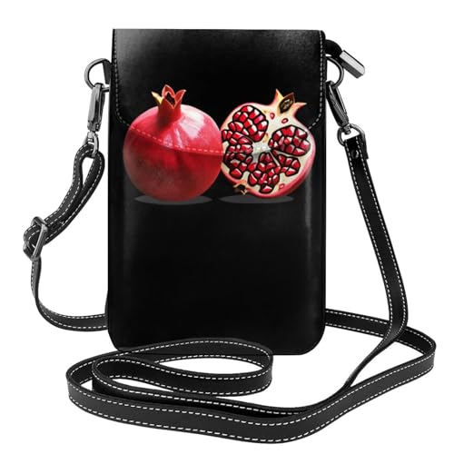 YYHHAOFA Kleine Damen-Umhängetasche, Leder, mit Granatapfelmuster, Rot von YYHHAOFA