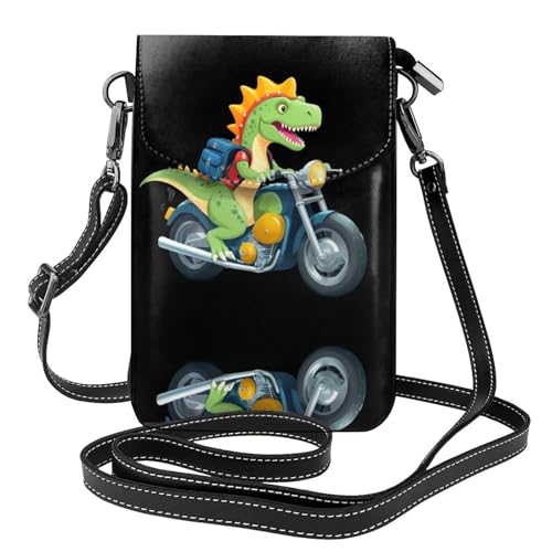 YYHHAOFA Kleine Leder-Umhängetasche für Damen, Motiv: Dinosaurier, Reiten, Motorrad, wasserdicht und langlebig von YYHHAOFA