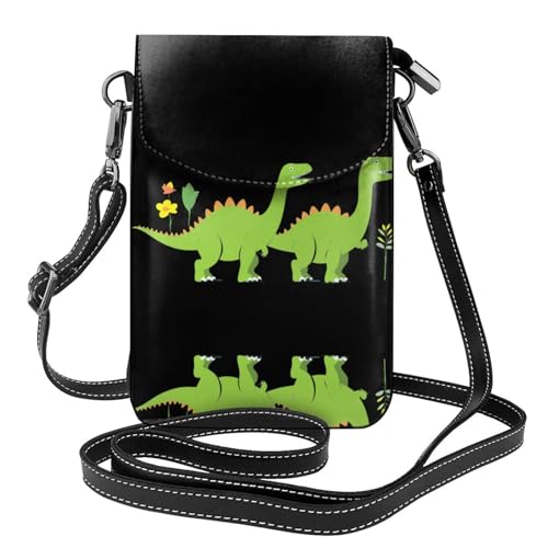 YYHHAOFA Kleine Leder-Umhängetasche für Damen, Motiv: Dinosaurier auf einem Frühlingsausflug, wasserdicht und langlebig von YYHHAOFA