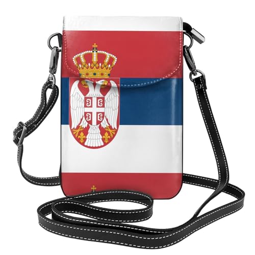 YYHHAOFA Kleine Leder-Umhängetasche für Damen, Motiv: Flagge von Serbien, wasserdicht und langlebig von YYHHAOFA