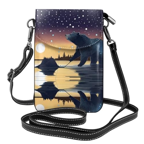 YYHHAOFA Kleine Leder-Umhängetasche für Damen, Motiv: Sternenangeln, Bärenmuster, wasserdicht und langlebig von YYHHAOFA