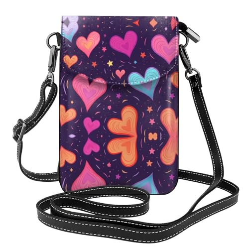 YYHHAOFA Kleine Leder-Umhängetasche für Damen, Motiv: Sternschnuppe, Herzmuster, wasserdicht und langlebig von YYHHAOFA