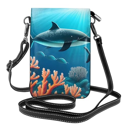 YYHHAOFA Kleine Leder-Umhängetasche für Damen, Motiv: Wale, unter dem Meer, wasserdicht und langlebig von YYHHAOFA
